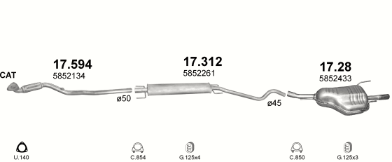 Auspuffanlage für OPEL ASTRA G 1.6 (1.6i 16V)