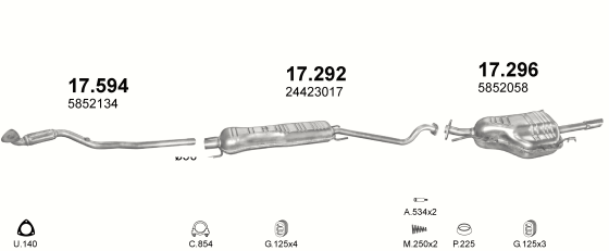 Auspuffanlage für OPEL ASTRA G 1.6 (1.6i 16V)