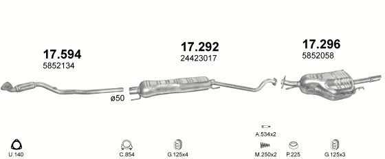 Auspuffanlage für OPEL ASTRA G 1.6 (1.6i 8V)