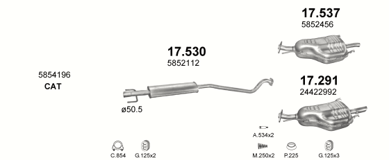 Auspuffanlage für OPEL ASTRA G 1.6 (1.6i 8V)