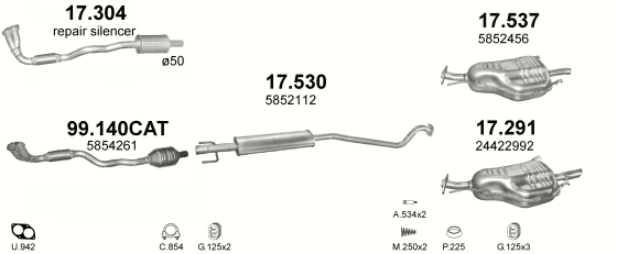 Auspuffanlage für OPEL ASTRA G 1.4 (1.4i 16V)