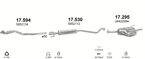 Auspuffanlage für OPEL ASTRA G 1.4 (1.4i 16V)