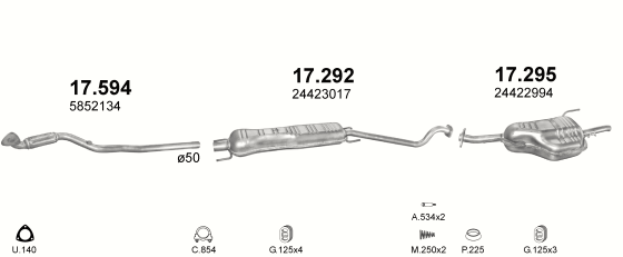 Auspuffanlage für OPEL ASTRA G 1.6 (1.6i 8V)