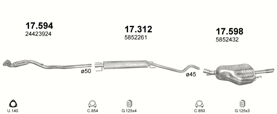 Auspuffanlage für OPEL ASTRA G 1.6 (1.6i -8V)