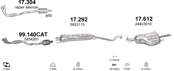 Auspuffanlage für OPEL ASTRA G 1.8 (1.8i 16V)