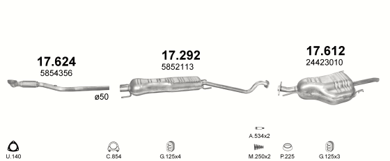 Auspuffanlage für OPEL ASTRA G 1.8 (1.8i 16V)