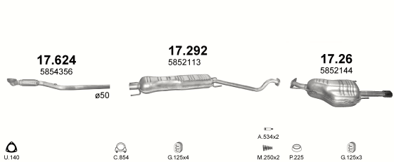 Auspuffanlage für OPEL ASTRA G 1.8 (1.8i 16V)