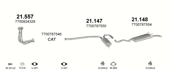 Auspuffanlage für RENAULT R19 1.8 (1.8i CHAMADE)