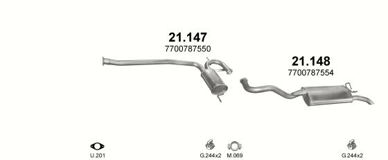 Auspuffanlage für RENAULT R19 1.9 D (CHAMADE TURBO DIESEL)