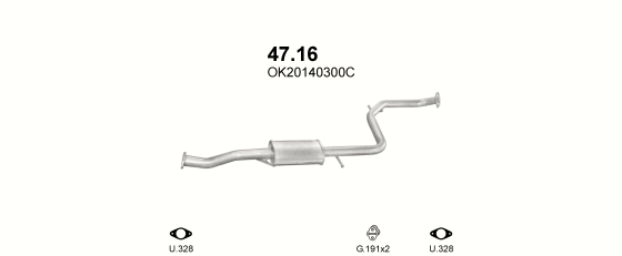 Auspuffanlage für KIA SEPHIA 1.5 (1.5i)