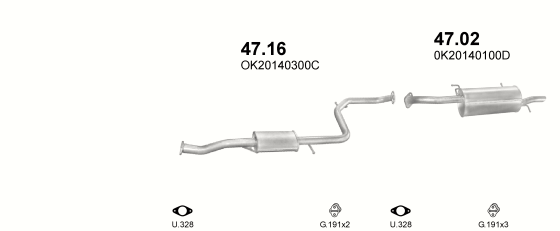 Auspuffanlage für KIA SEPHIA 1.5 (1.5i)