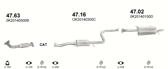 Auspuffanlage für KIA SEPHIA 1.6 (1.6i)