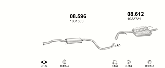 Auspuffanlage für FORD ESCORT 1.8 (1.8i 16V)
