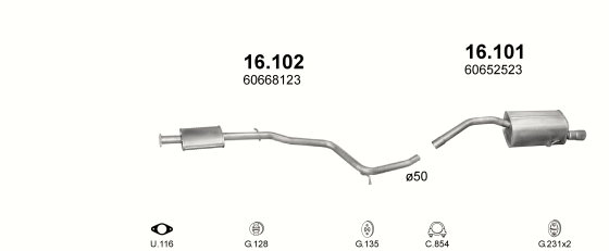 Auspuffanlage für ALFA ROMEO 156 1.8 (1.8 Twin Spark -16V)