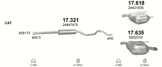 Auspuffanlage für OPEL VECTRA C 2.2 (2.2i -16V)