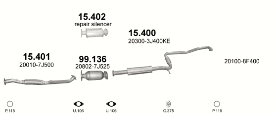 Auspuffanlage für NISSAN PRIMERA 2.0 (2.0i 16V)