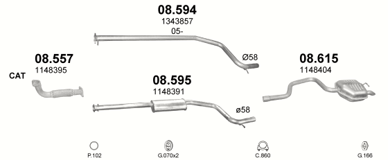 Auspuffanlage für FORD MONDEO 2.2 D (2.2 TDCi Turbo Diesel)