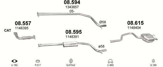 Auspuffanlage für FORD MONDEO 2.0 D (2.0 DCi Turbo Diesel)