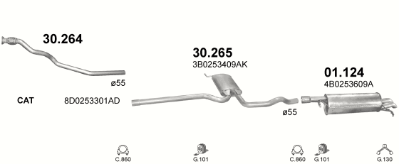 Auspuffanlage für VOLKSWAGEN PASSAT 1.9 D (1.9 TDi AVB)