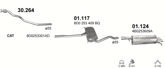 Auspuffanlage für VOLKSWAGEN PASSAT 1.9 D (1.9 TDi AWX AVF)