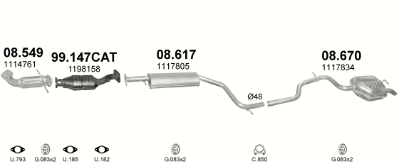 Auspuffanlage für FORD MONDEO 1.8 (1.8i -16V)