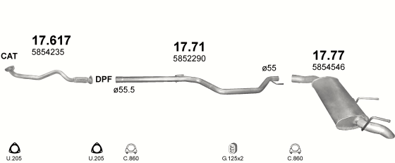 Auspuffanlage für OPEL SIGNUM 1.9 D (1.9 CDTi Turbo Diesel)