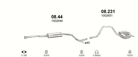 Auspuffanlage für FORD MONDEO 1.8 (1.8i 16V)