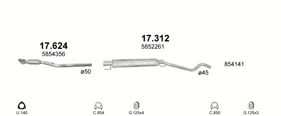 Auspuffanlage für OPEL ASTRA G 1.8 (1.8i -16V)