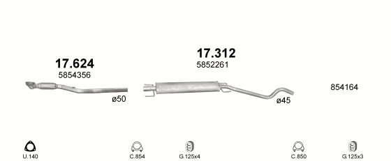 Auspuffanlage für OPEL ASTRA G 1.8 (1.8i -16V)