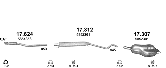 Auspuffanlage für OPEL ASTRA H 1.8 (1.8i -16V (5 doors))