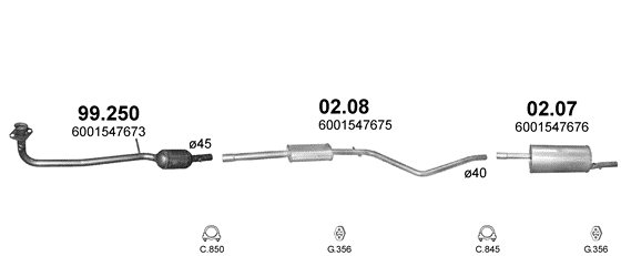 Auspuffanlage für DACIA LOGAN 1.6 (1.6i MPi)