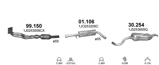 Auspuffanlage für VOLKSWAGEN BORA 2.3 (2.3i VR5)