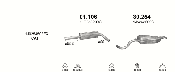 Auspuffanlage für VOLKSWAGEN GOLF IV 1.8 (1.8 GTi Turbo AUM AGU)