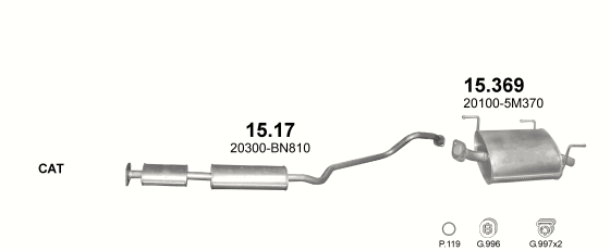 Auspuffanlage für NISSAN ALMERA 1.8 (1.8i -16V Euro 3/4)
