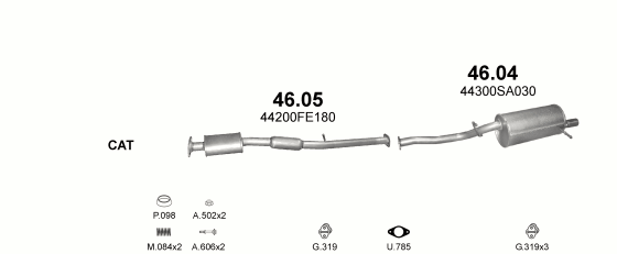 Auspuffanlage für SUBARU IMPREZA 2.0 (2.0 4X4)