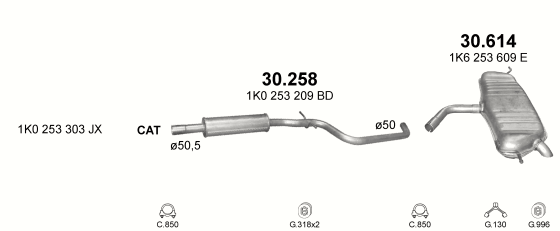 Auspuffanlage für VOLKSWAGEN GOLF V 1.4 (1.4 16V)