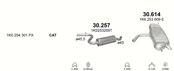 Auspuffanlage für VOLKSWAGEN GOLF V 1.4 (1.4 FSi)