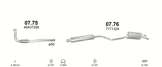 Auspuffanlage für FIAT PUNTO 1.7 D (1.7 Turbo Diesel)