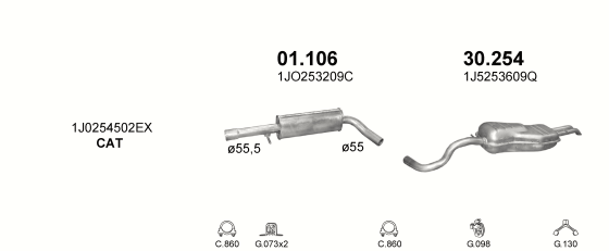 Auspuffanlage für SKODA OCTAVIA 1.8 (1.8i Turbo-20V AGU)