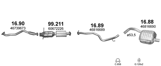 Auspuffanlage für ALFA ROMEO 147 1.9 D (1.9 JTD Turbo Diesel)