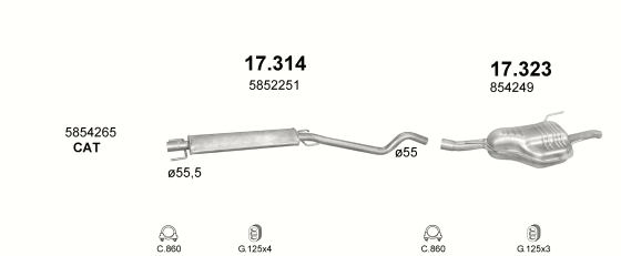 Auspuffanlage für OPEL ASTRA G 2.2 D (2.2 DTi)