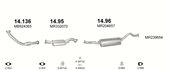 Auspuffanlage für MITSUBISHI PAJERO 2.8 D (2.8 TDi 4x4 5D LWB 2725mm)