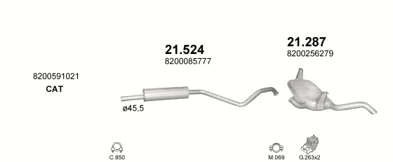 Auspuffanlage für RENAULT LAGUNA II 1.8 (1.8i 16V)