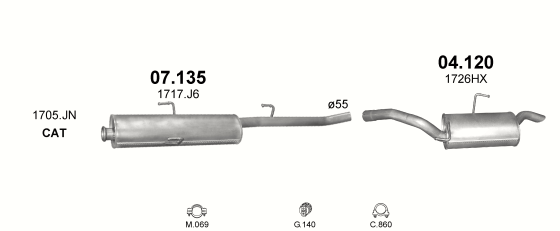 Auspuffanlage für PEUGEOT EXPERT 1.9 D (1.9 D)