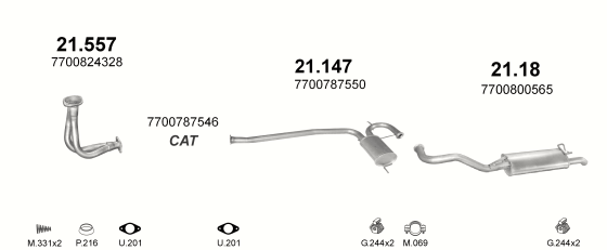 Auspuffanlage für RENAULT R19 1.8 (1.8 RSi)
