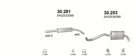 Auspuffanlage für VOLKSWAGEN LUPO 1.4 (1.4i -16V)