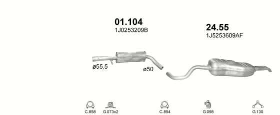 Auspuffanlage für VOLKSWAGEN BORA 1.6 (1.6i FSI)