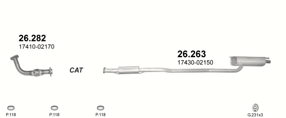 Auspuffanlage für TOYOTA CARINA E 1.8 (1.8i 16V)