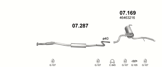 Auspuffanlage für FIAT ALBEA 1.6 (1.6 16V)