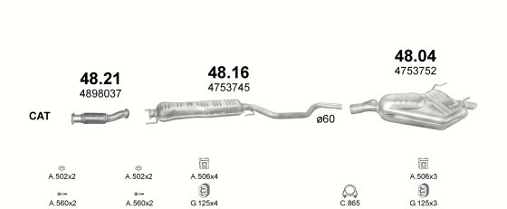 Auspuffanlage für SAAB 9-5 2.0 (2.0 T TURBO-16V)